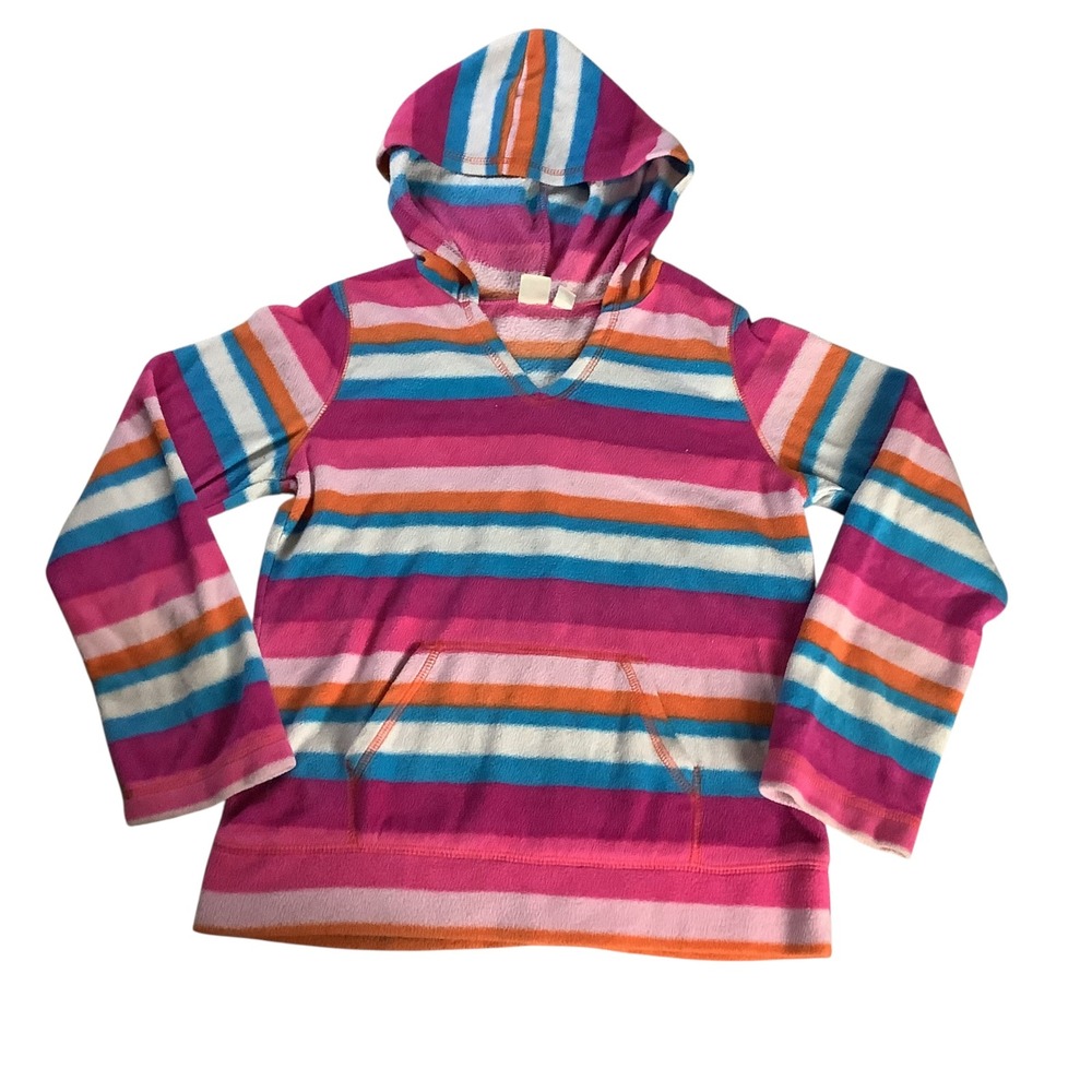 The Children's Place Fleece Hoodie Girls L 10/12 Pink Striped Y2K Preppy Core